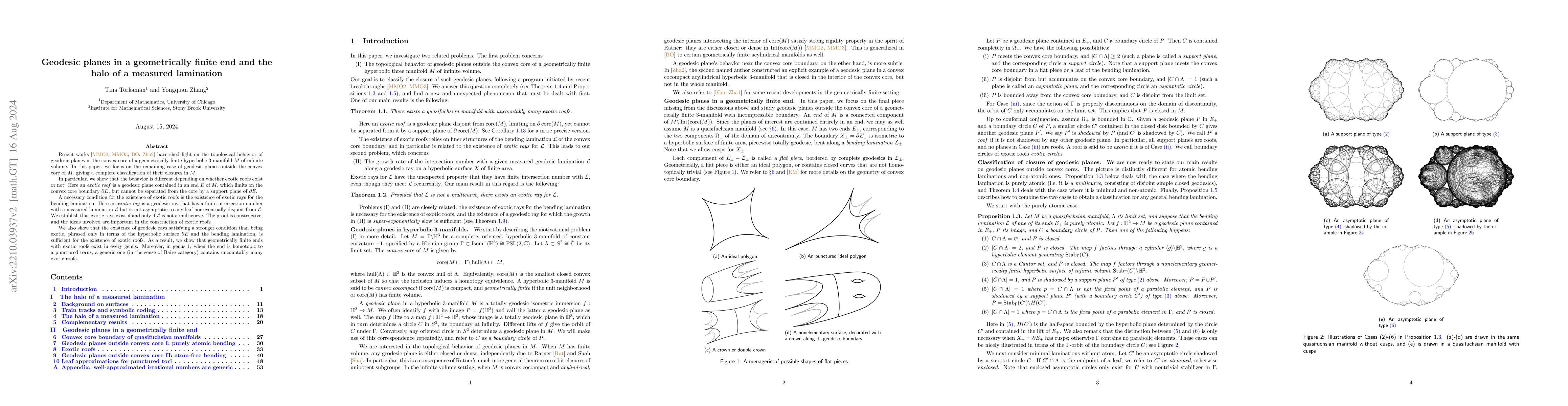 Thumbnail for Geodesic planes in a geometrically finite end and the halo of a measured
  lamination