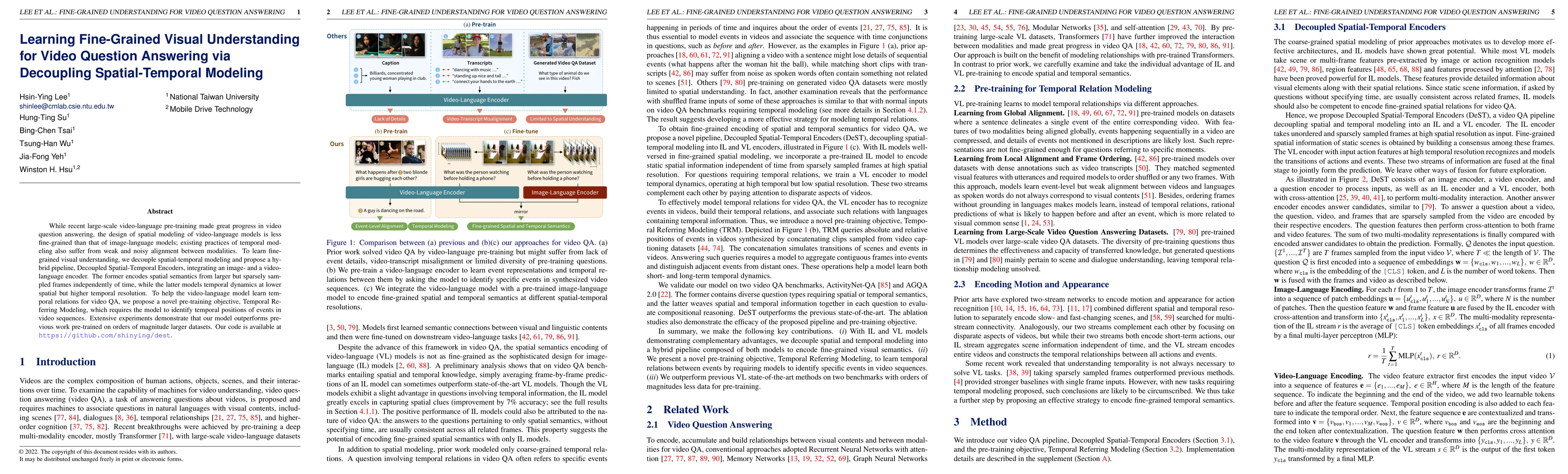 Thumbnail for Learning Fine-Grained Visual Understanding for Video Question Answering
  via Decoupling Spatial-Temporal Modeling