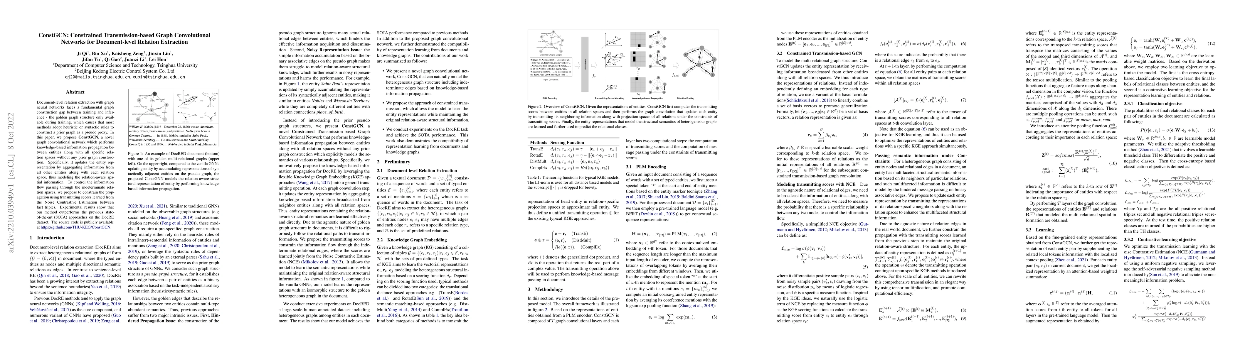 Thumbnail for ConstGCN: Constrained Transmission-based Graph Convolutional Networks
  for Document-level Relation Extraction
