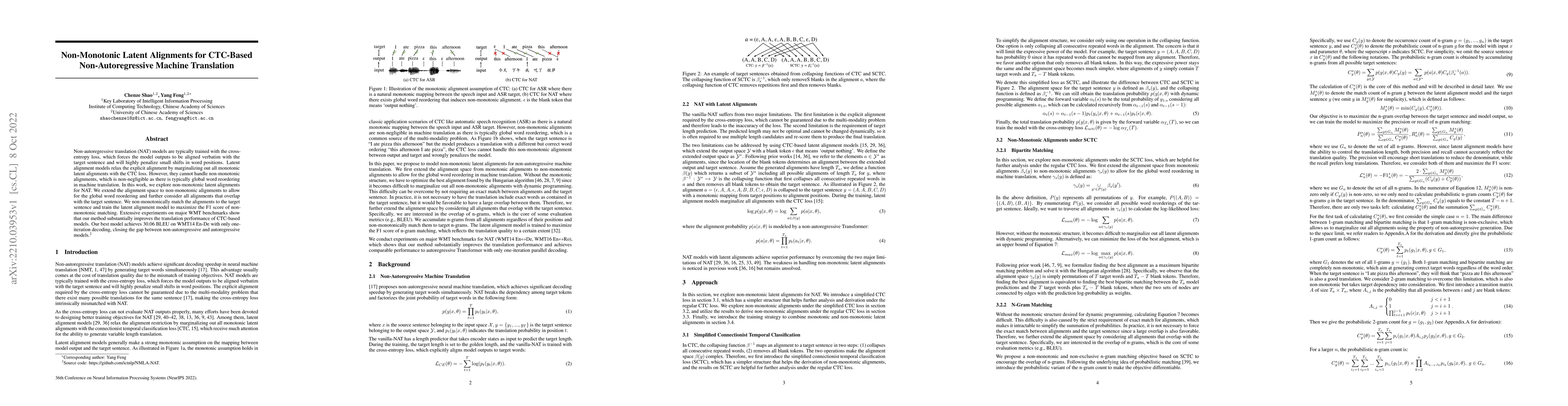 Thumbnail for Non-Monotonic Latent Alignments for CTC-Based Non-Autoregressive Machine
  Translation