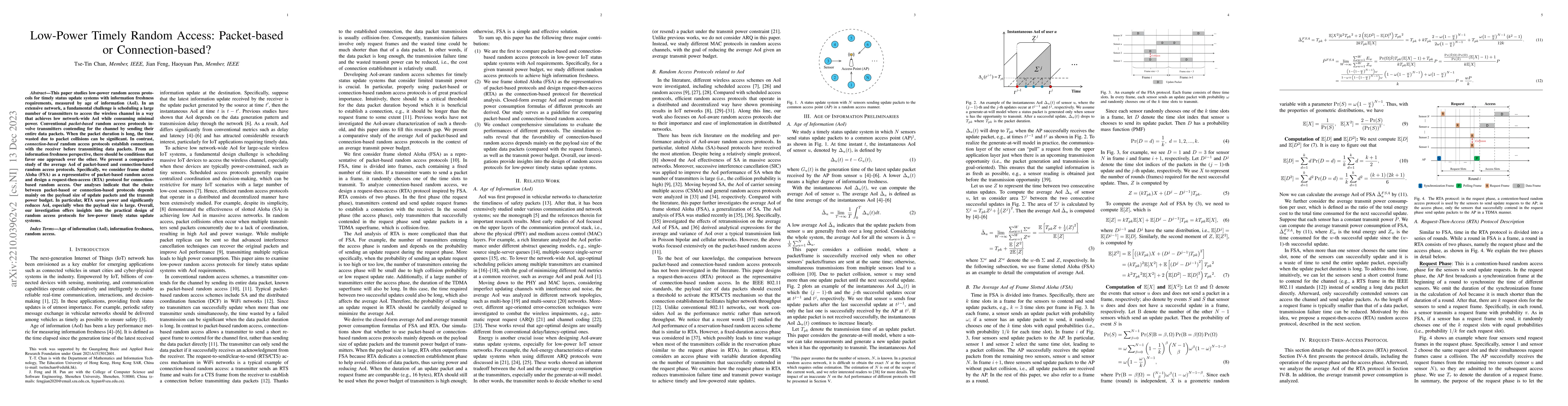 Thumbnail for Low-Power Random Access for Timely Status Update: Packet-based or
  Connection-based?