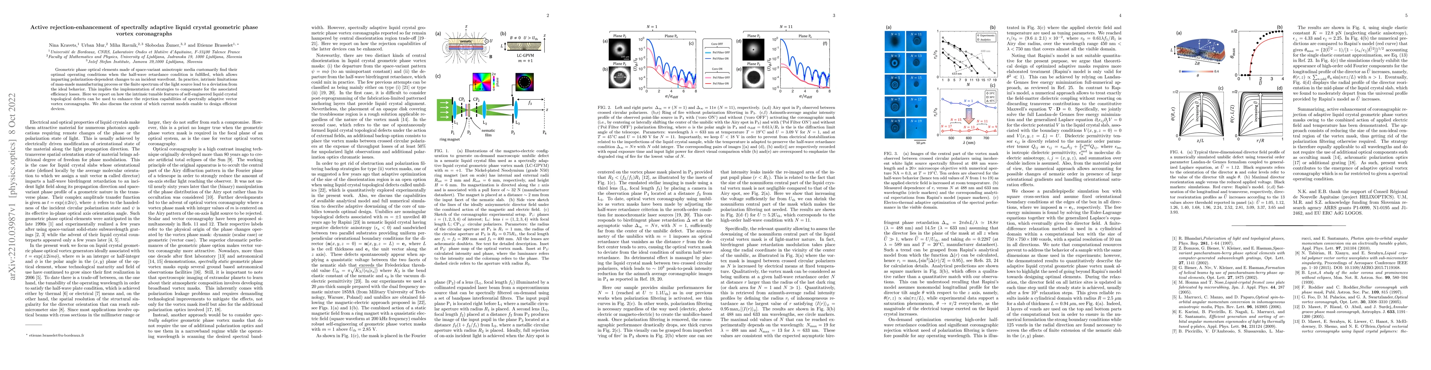 Thumbnail for Active rejection-enhancement of spectrally adaptive liquid crystal
  geometric phase vortex coronagraphs