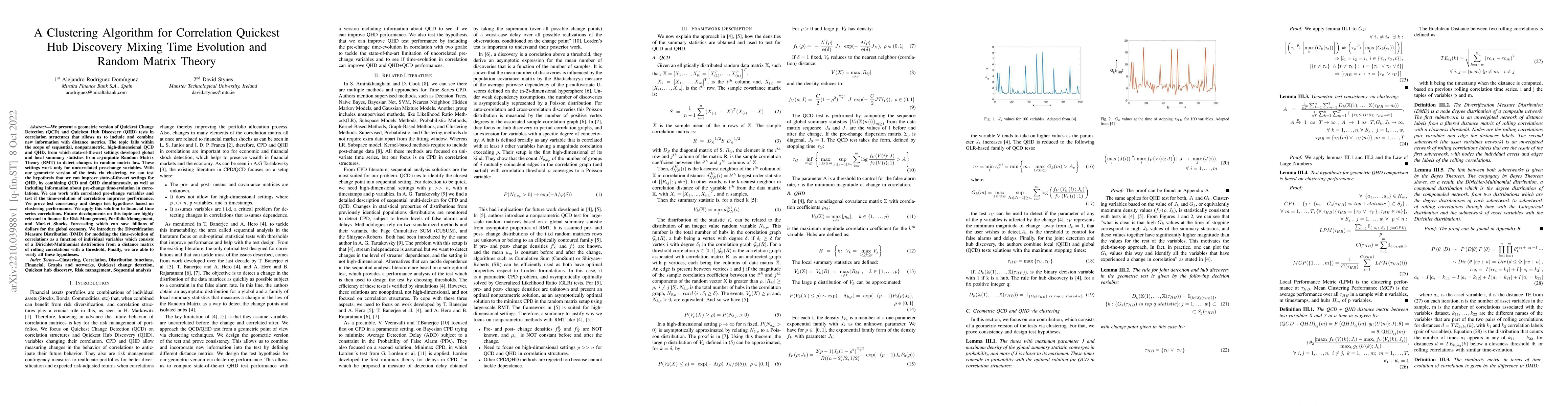 Thumbnail for A Clustering Algorithm for Correlation Quickest Hub Discovery Mixing
  Time Evolution and Random Matrix Theory