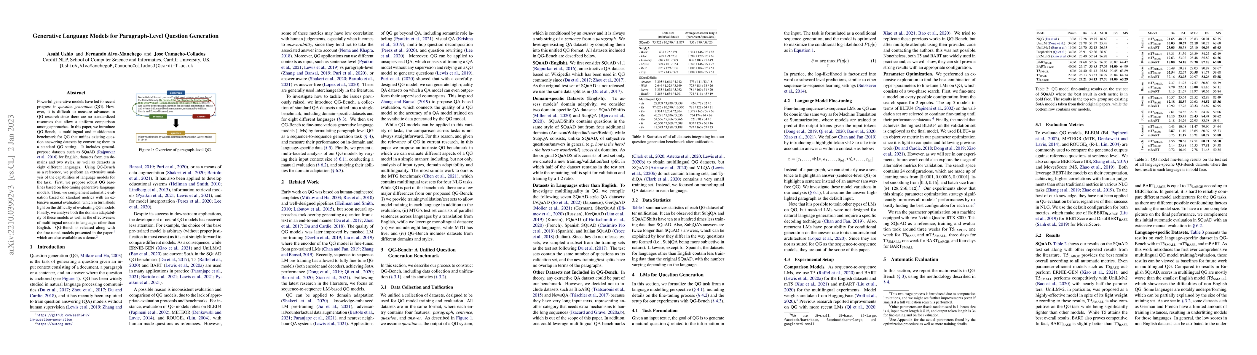 Thumbnail for Generative Language Models for Paragraph-Level Question Generation