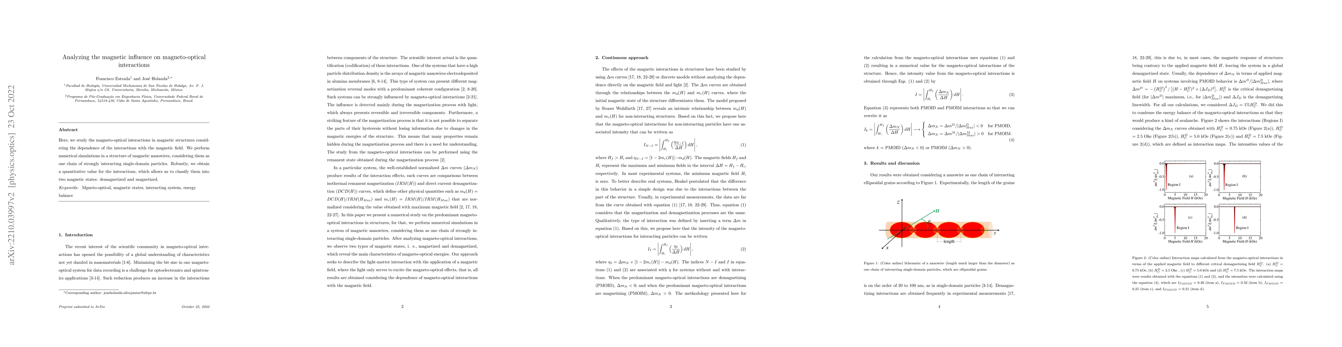 Thumbnail for Analyzing the magnetic influence on magneto-optical interactions
