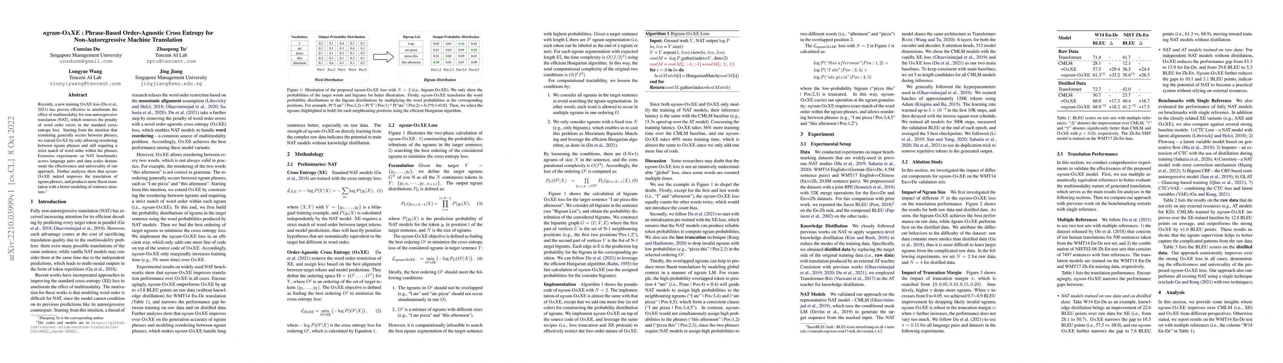 Thumbnail for ngram-OAXE: Phrase-Based Order-Agnostic Cross Entropy for
  Non-Autoregressive Machine Translation