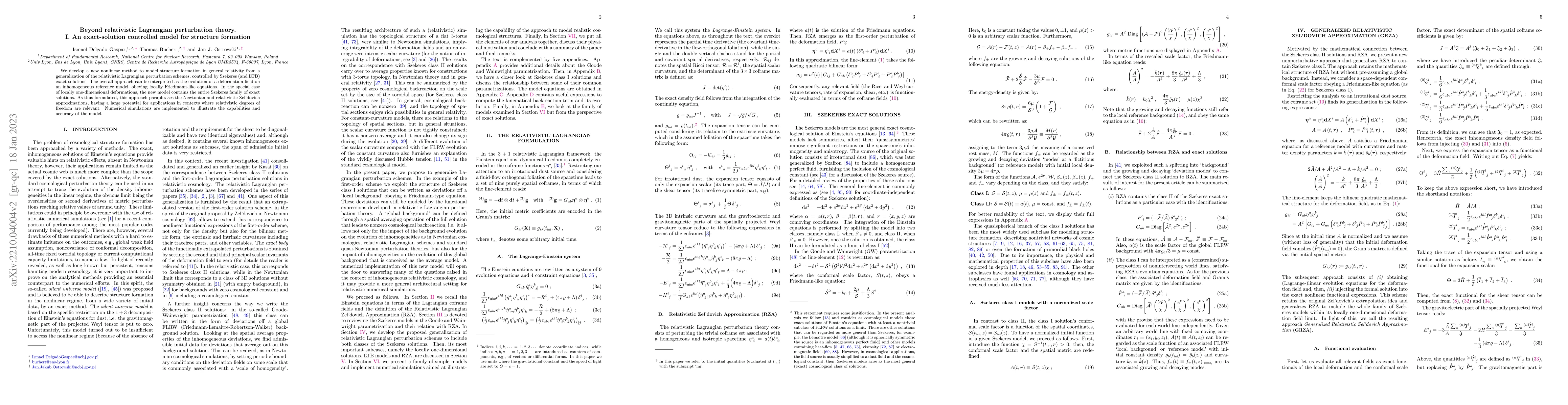 Thumbnail for Beyond relativistic Lagrangian perturbation theory. I. An exact-solution
  controlled model for structure formation