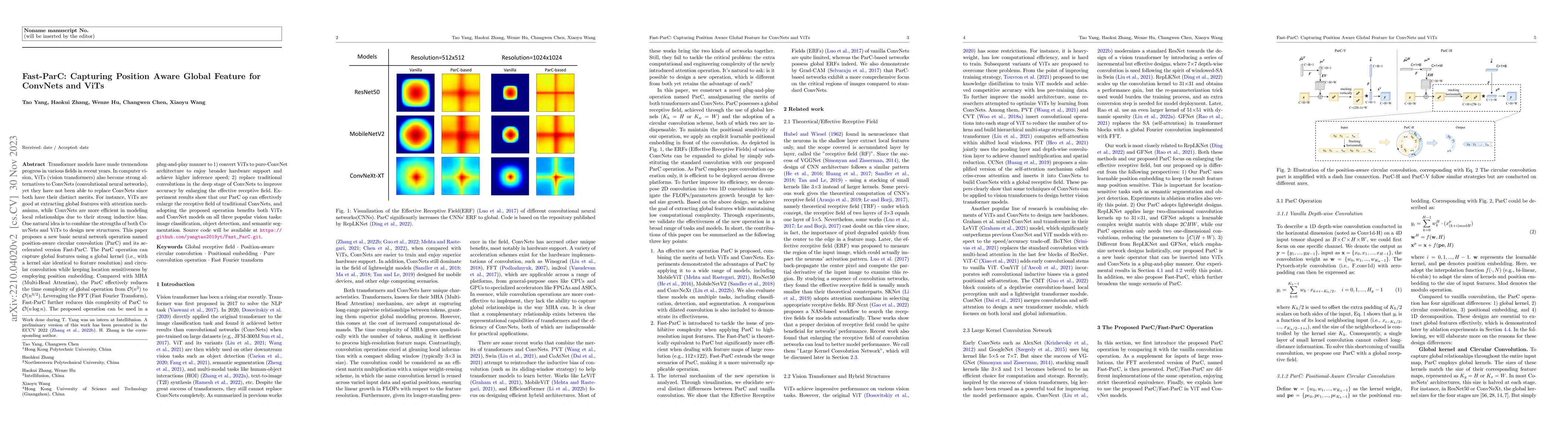 Thumbnail for Fast-ParC: Capturing Position Aware Global Feature for ConvNets and ViTs