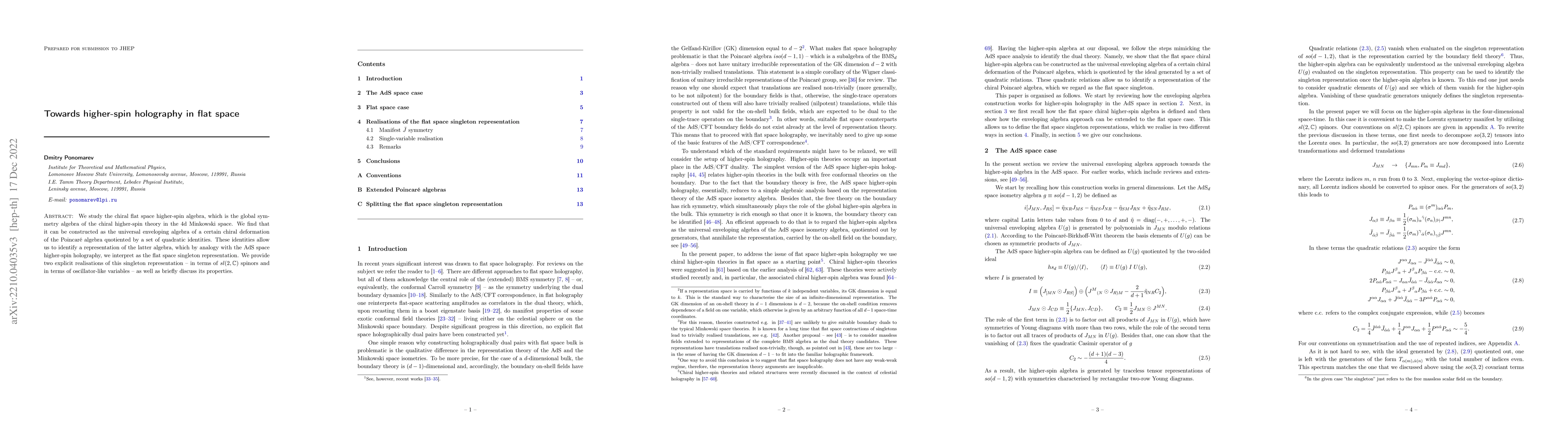 Thumbnail for Towards higher-spin holography in flat space