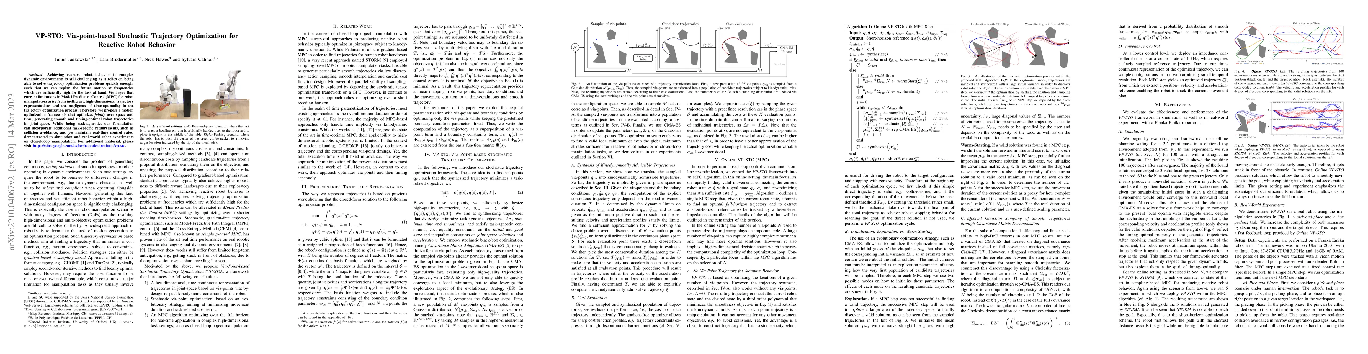 Thumbnail for VP-STO: Via-point-based Stochastic Trajectory Optimization for Reactive
  Robot Behavior