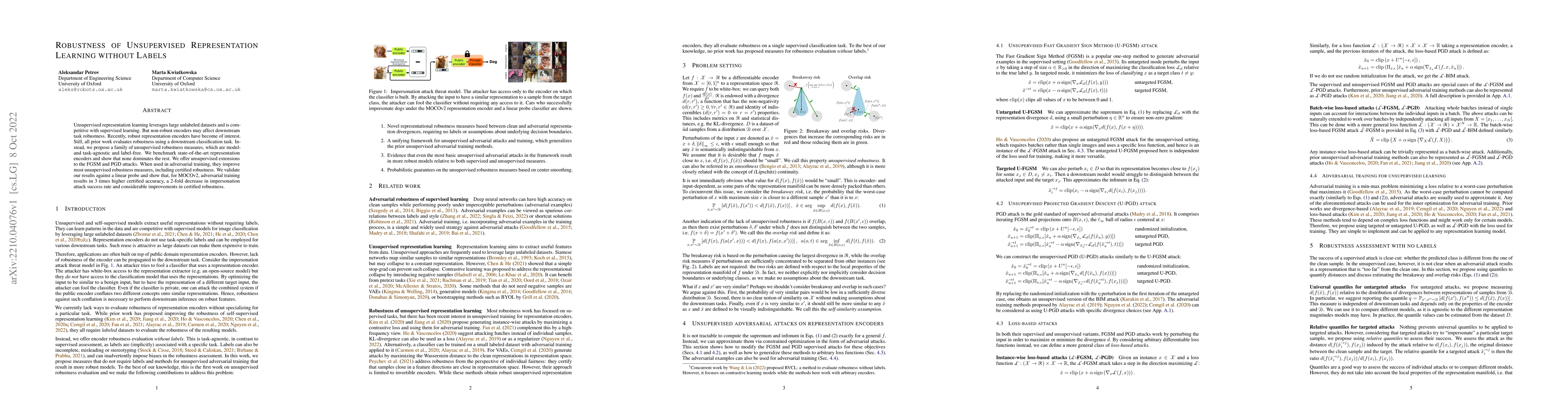 Thumbnail for Robustness of Unsupervised Representation Learning without Labels