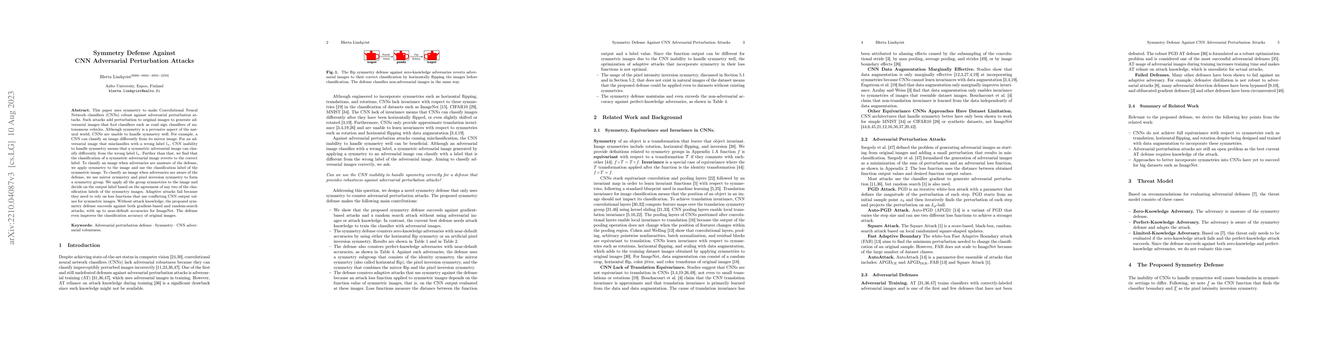 Thumbnail for Symmetry Defense Against CNN Adversarial Perturbation Attacks