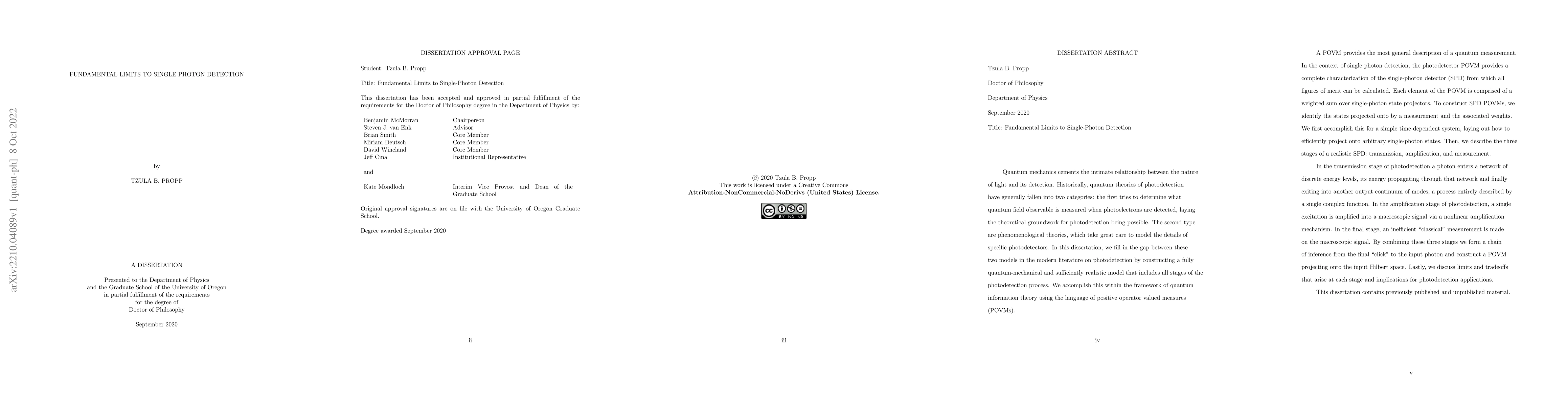 Thumbnail for [Dissertation] Fundamental Limits to Single-Photon Detection