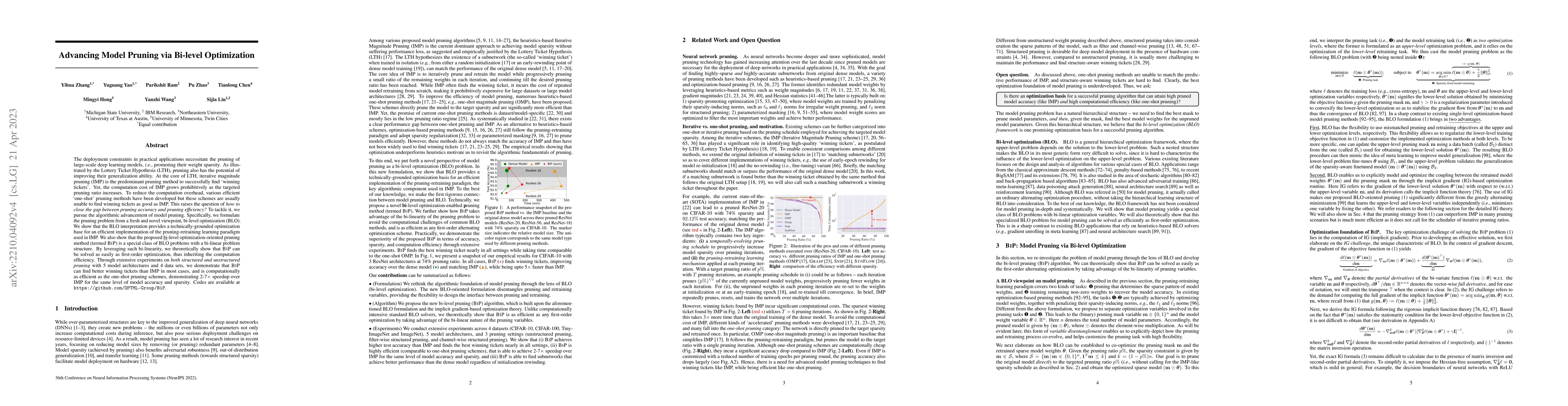 Thumbnail for Advancing Model Pruning via Bi-level Optimization