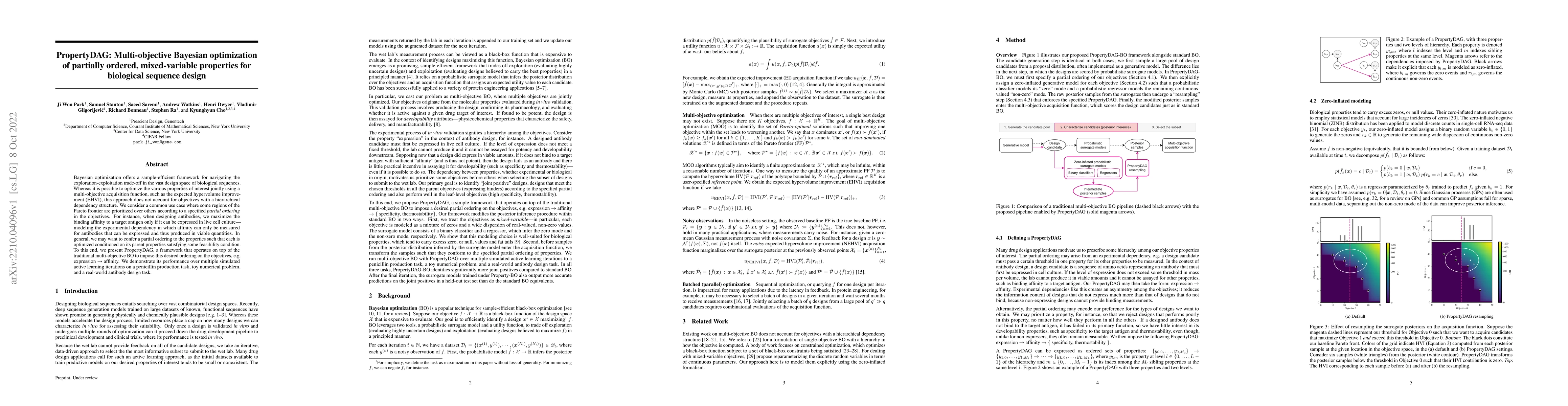 Thumbnail for PropertyDAG: Multi-objective Bayesian optimization of partially ordered,
  mixed-variable properties for biological sequence design
