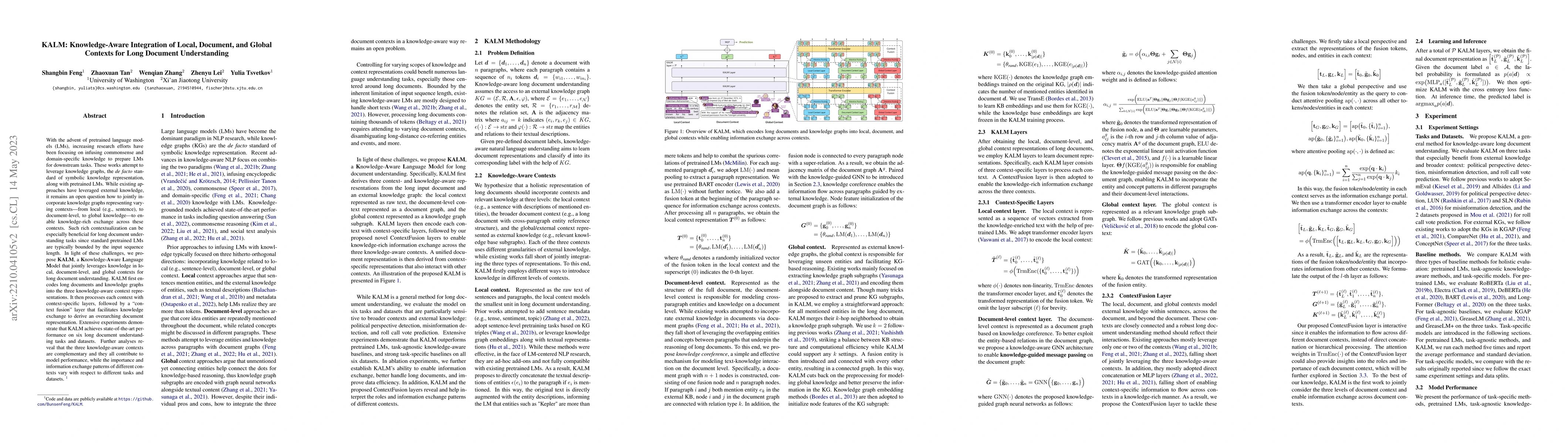 Thumbnail for KALM: Knowledge-Aware Integration of Local, Document, and Global
  Contexts for Long Document Understanding