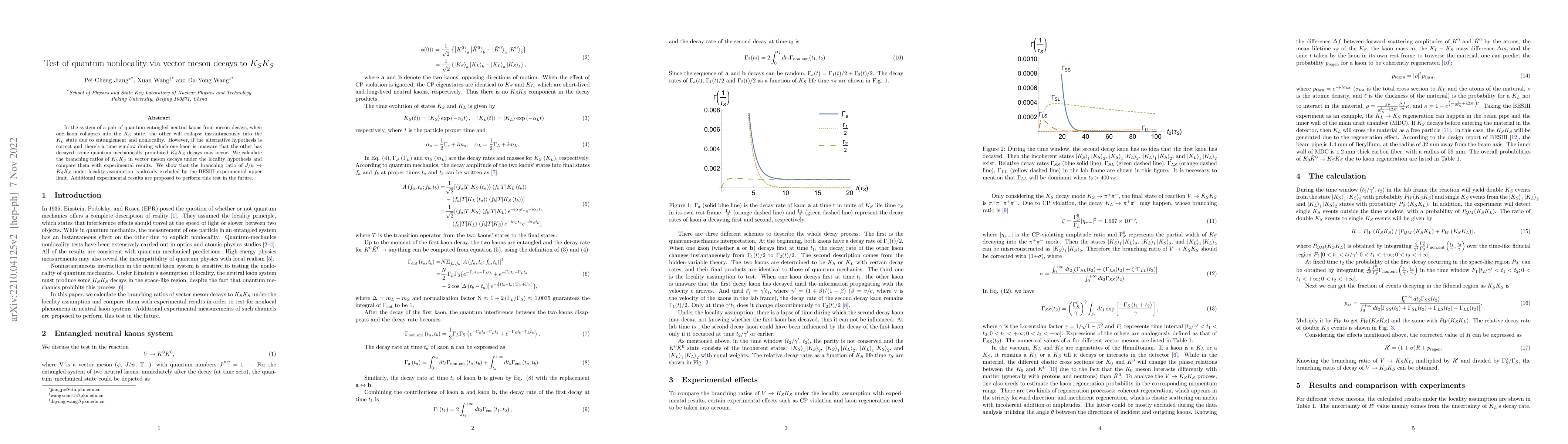 Thumbnail for Test of quantum nonlocality via vector meson decays to $K_SK_S$