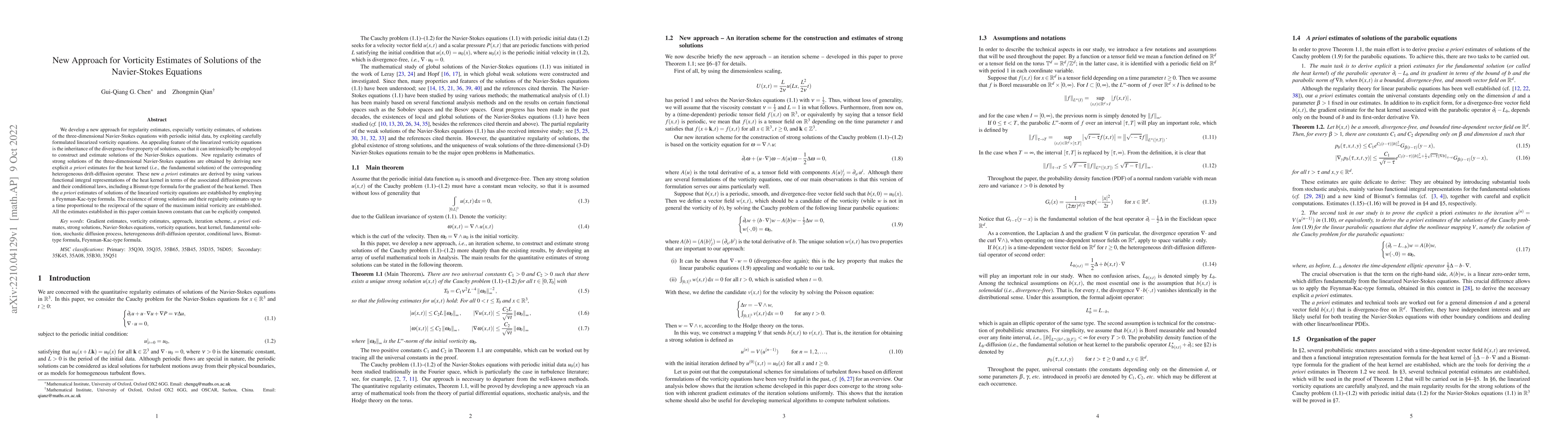 Thumbnail for New Approach for Vorticity Estimates of Solutions of the Navier-Stokes
  Equations