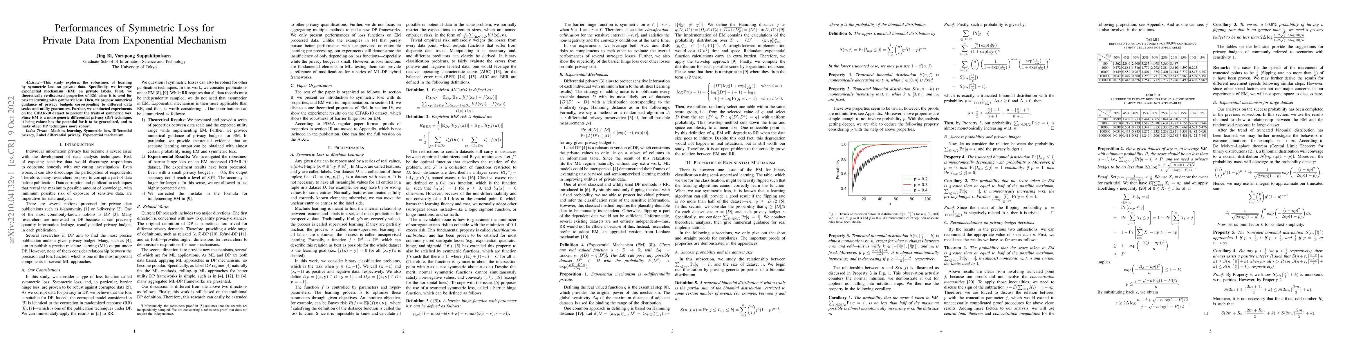 Thumbnail for Performances of Symmetric Loss for Private Data from Exponential
  Mechanism