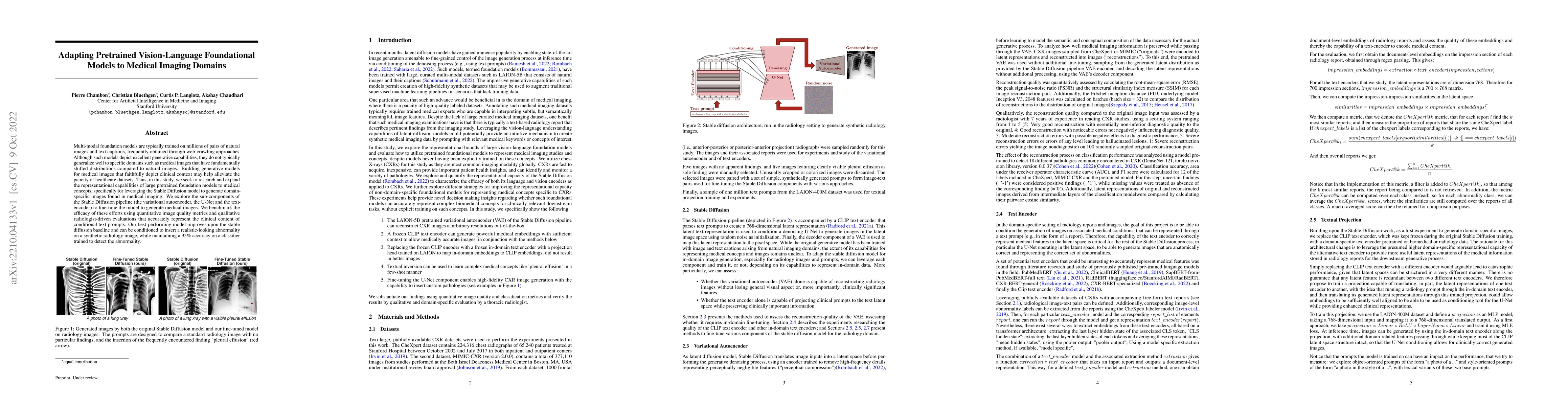 Thumbnail for Adapting Pretrained Vision-Language Foundational Models to Medical
  Imaging Domains