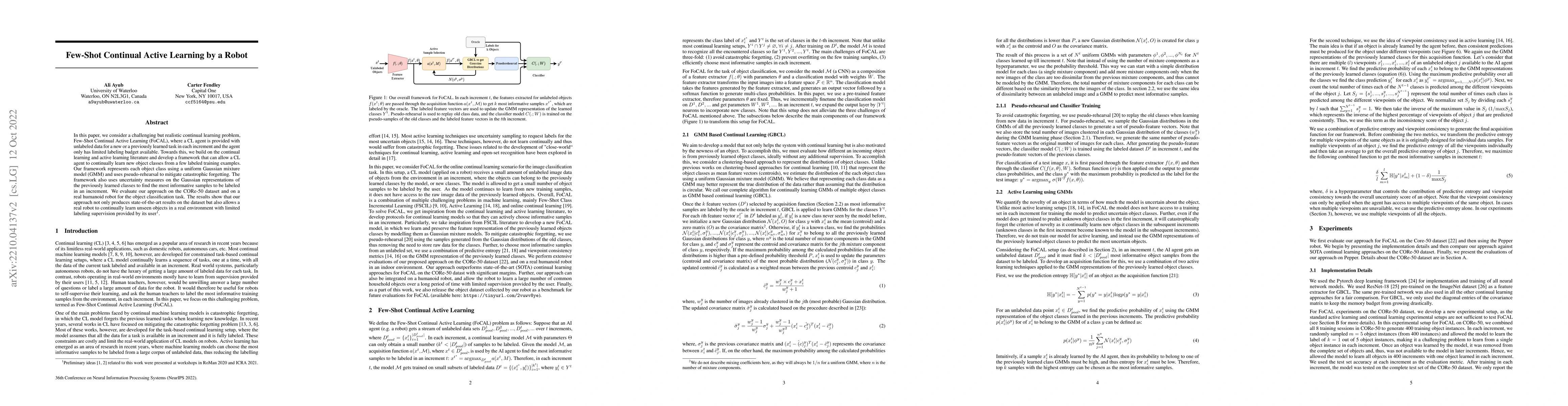 Thumbnail for Few-Shot Continual Active Learning by a Robot