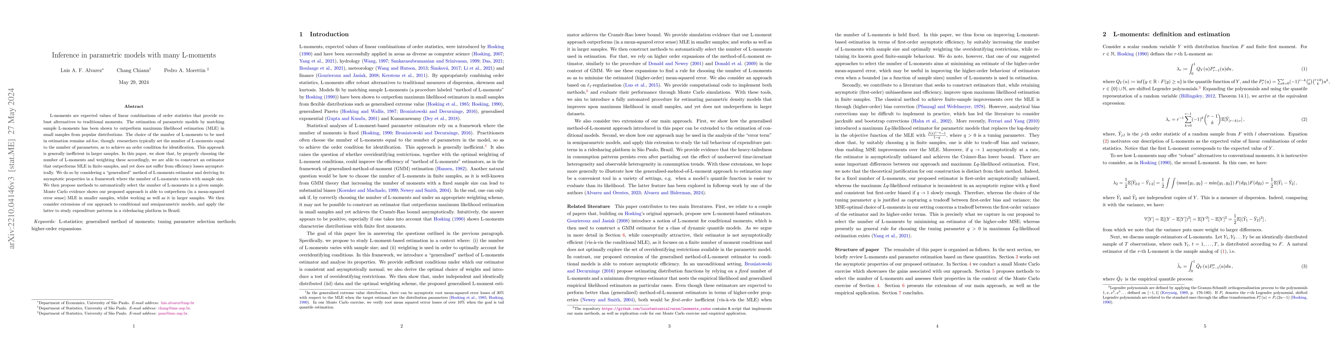 Thumbnail for Inference in parametric models with many L-moments