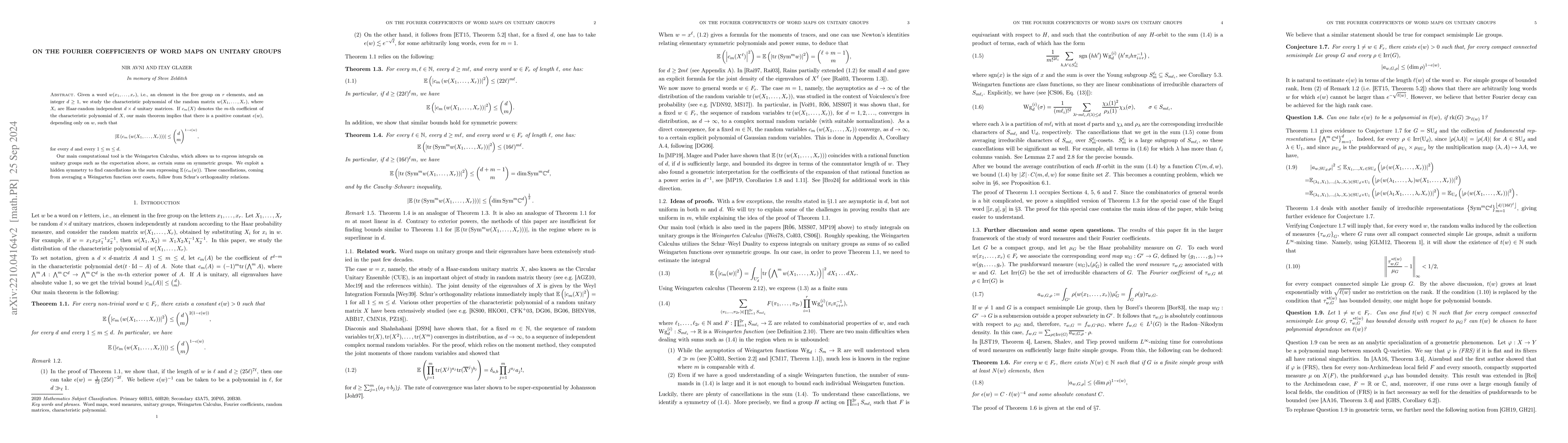 Thumbnail for On the Fourier coefficients of word maps on unitary groups