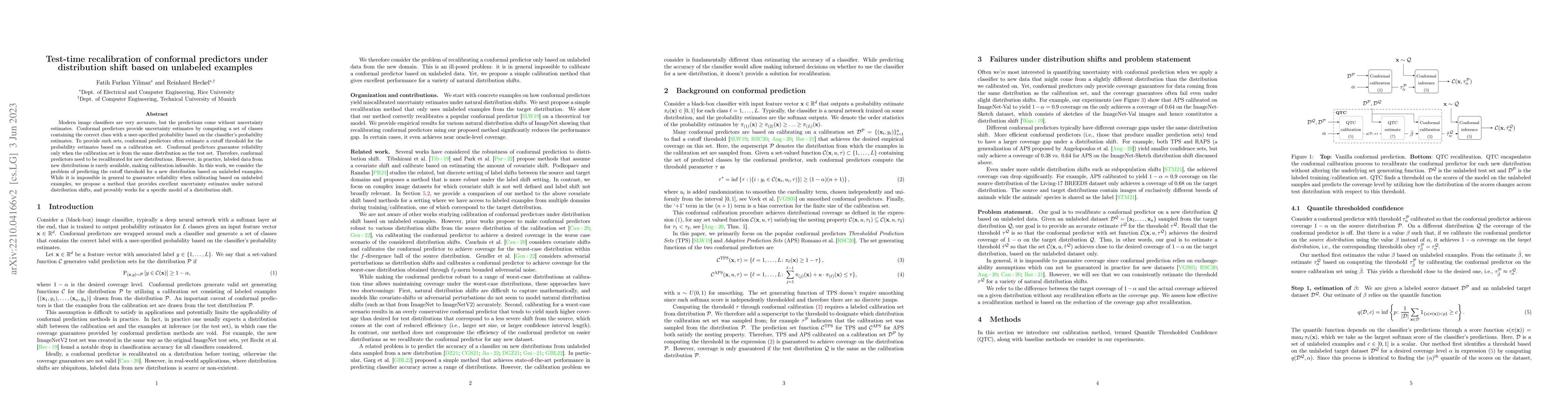 Thumbnail for Test-time Recalibration of Conformal Predictors Under Distribution Shift
  Based on Unlabeled Examples