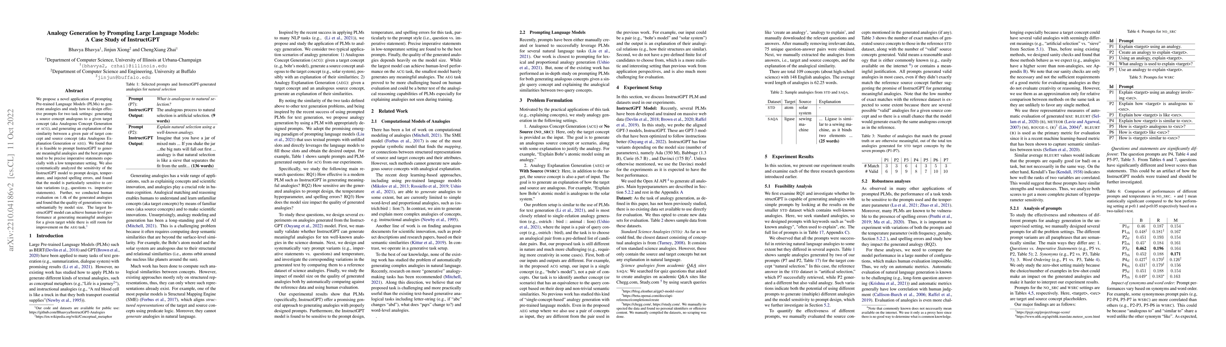 Thumbnail for Analogy Generation by Prompting Large Language Models: A Case Study of
  InstructGPT