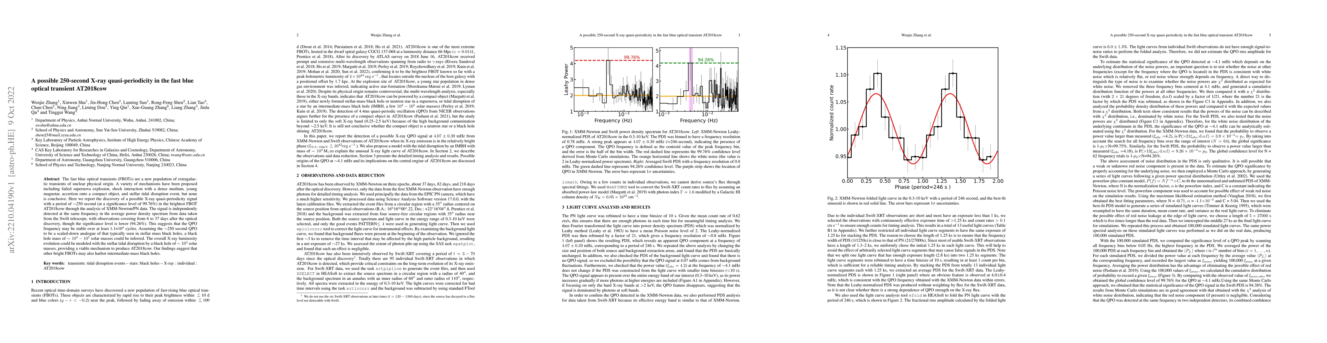 Thumbnail for A possible 250-second X-ray quasi-periodicity in the fast blue optical
  transient AT2018cow