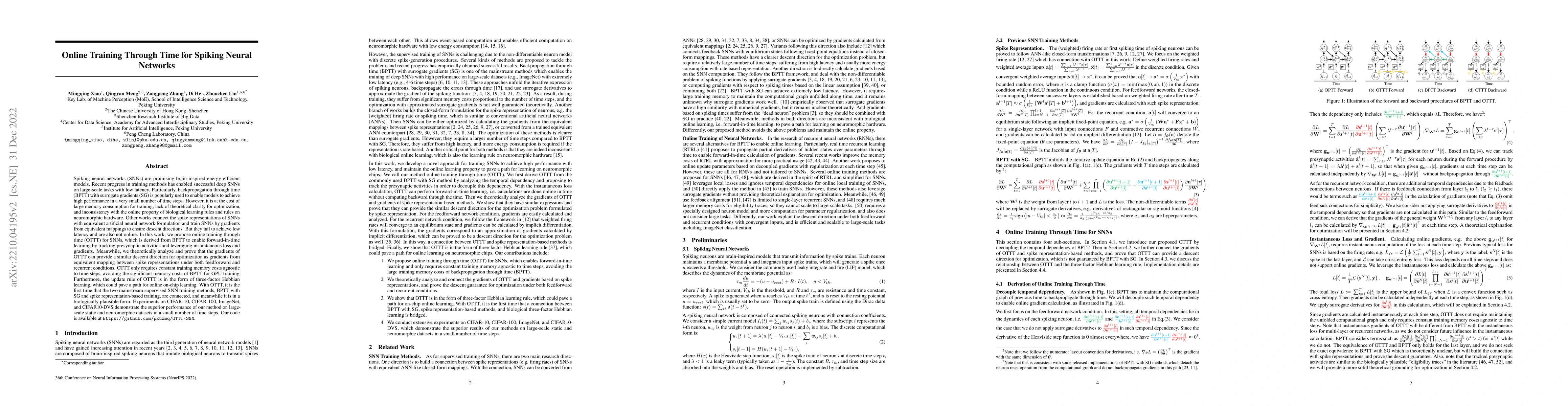 Thumbnail for Online Training Through Time for Spiking Neural Networks