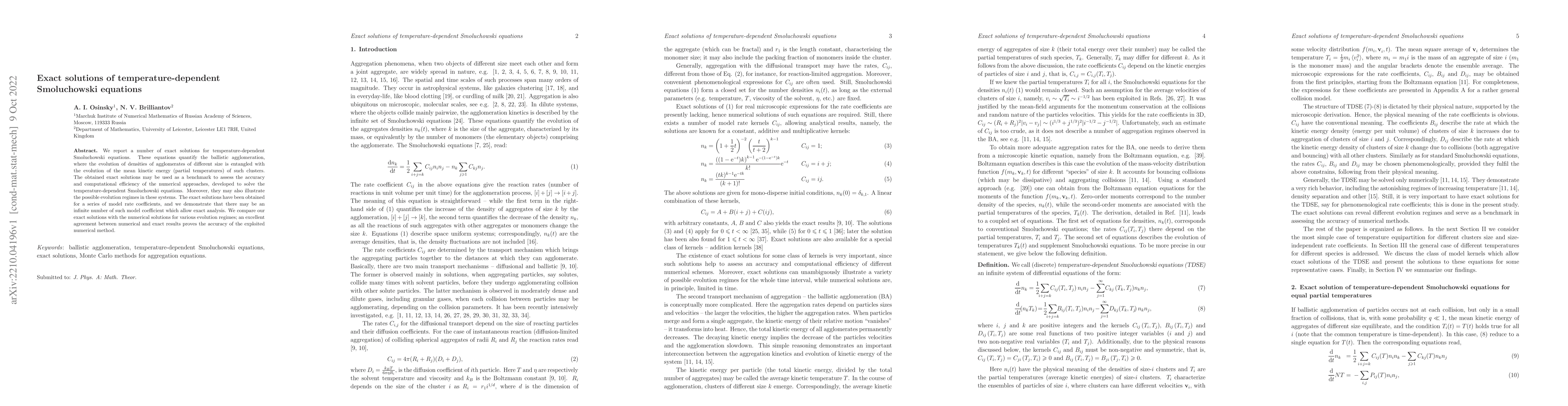Thumbnail for Exact solutions of temperature-dependent Smoluchowski equations