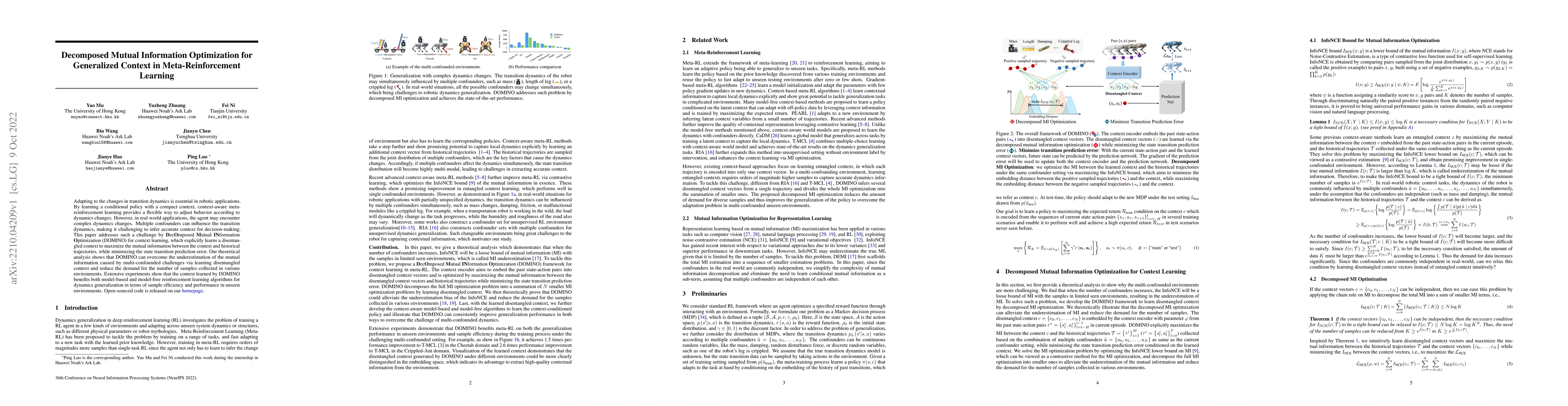 Thumbnail for Decomposed Mutual Information Optimization for Generalized Context in
  Meta-Reinforcement Learning