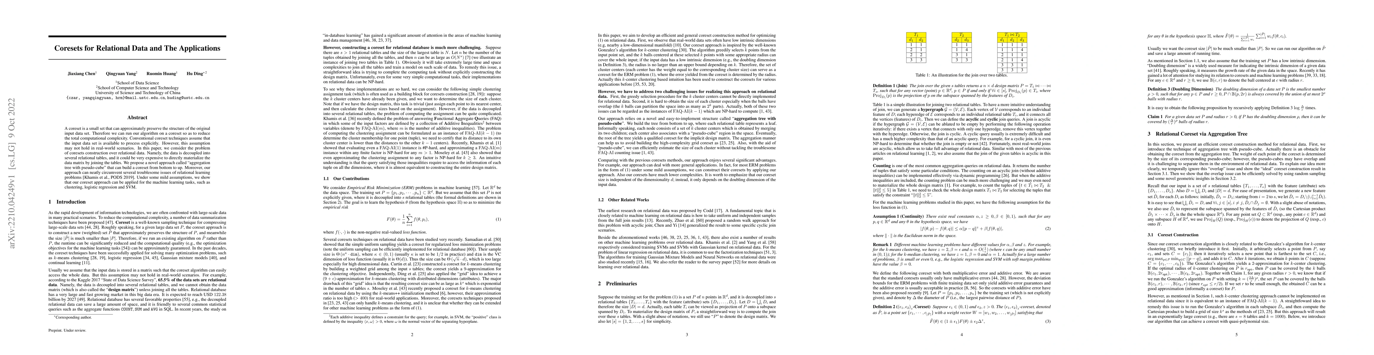 Thumbnail for Coresets for Relational Data and The Applications
