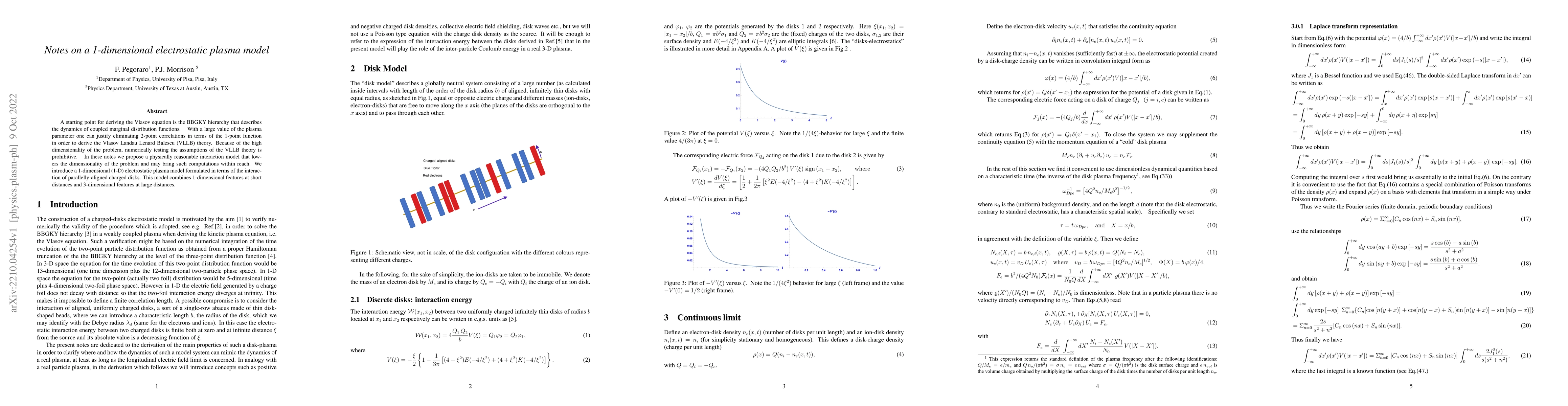 Thumbnail for Notes on a 1-dimensional electrostatic plasma model