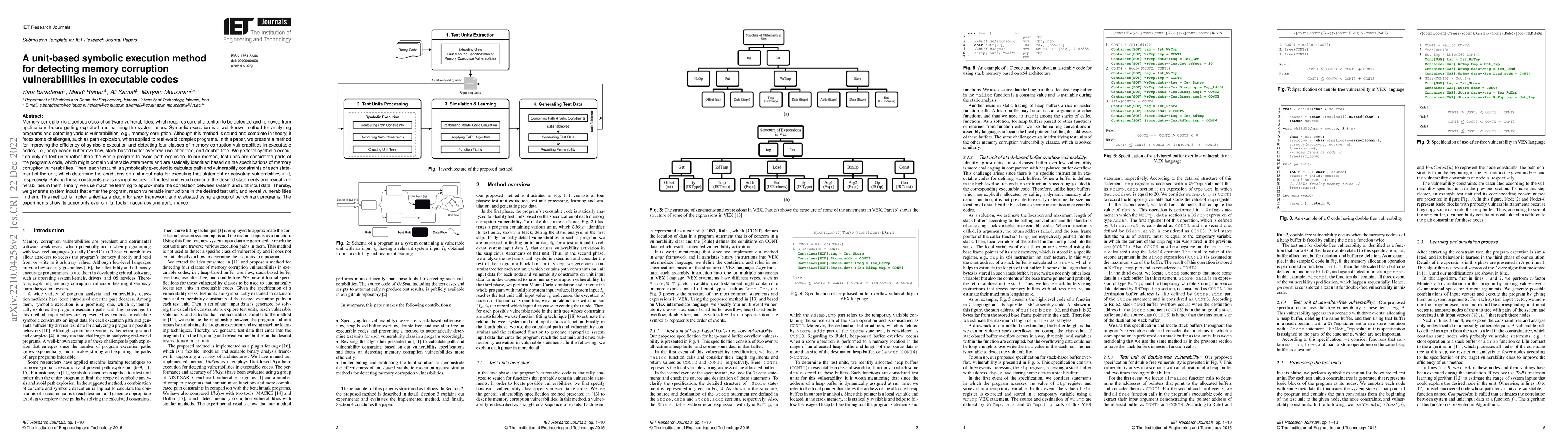 Thumbnail for A unit-based symbolic execution method for detecting memory corruption
  vulnerabilities in executable codes