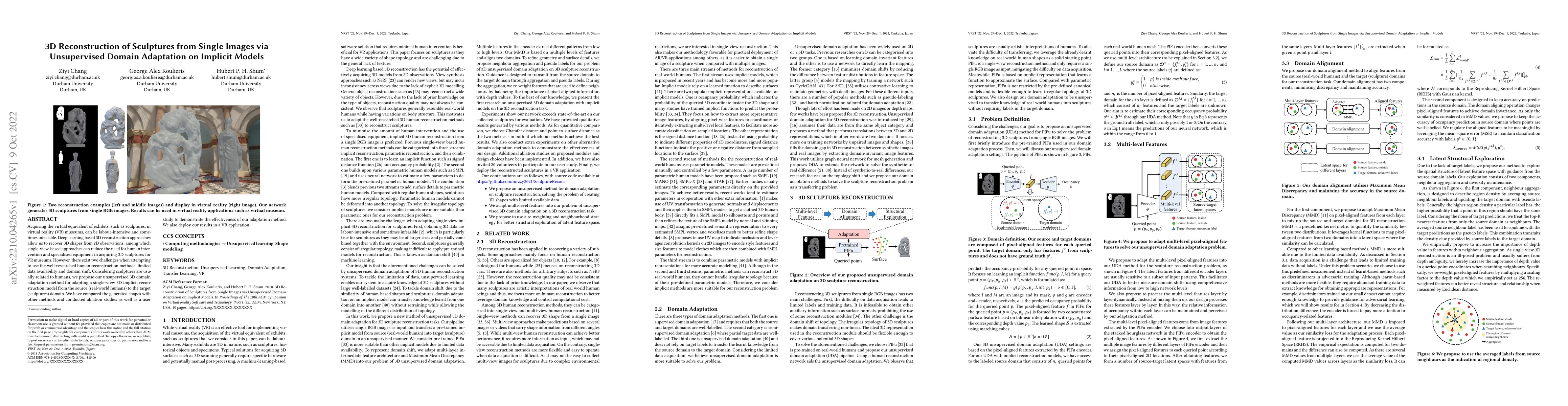 Thumbnail for 3D Reconstruction of Sculptures from Single Images via Unsupervised
  Domain Adaptation on Implicit Models
