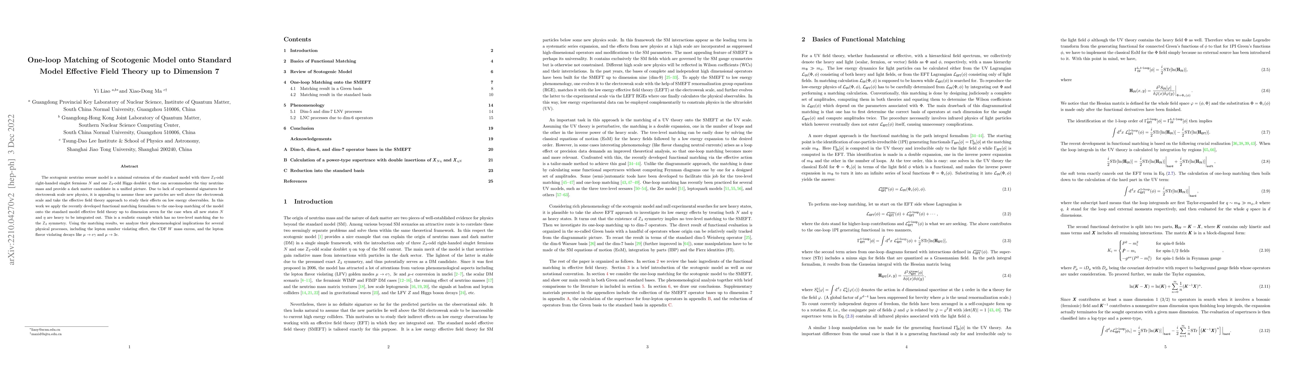 Thumbnail for One-loop Matching of Scotogenic Model onto Standard Model Effective
  Field Theory up to Dimension 7