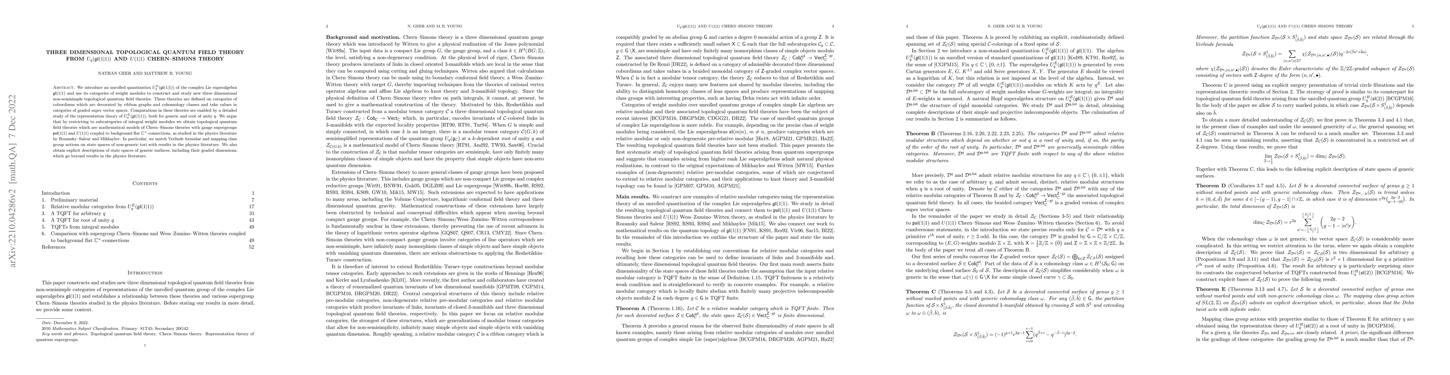Thumbnail for Three dimensional topological quantum field theory from
  $U_q(\mathfrak{gl}(1 \vert 1))$ and $U(1 \vert 1)$ Chern--Simons theory