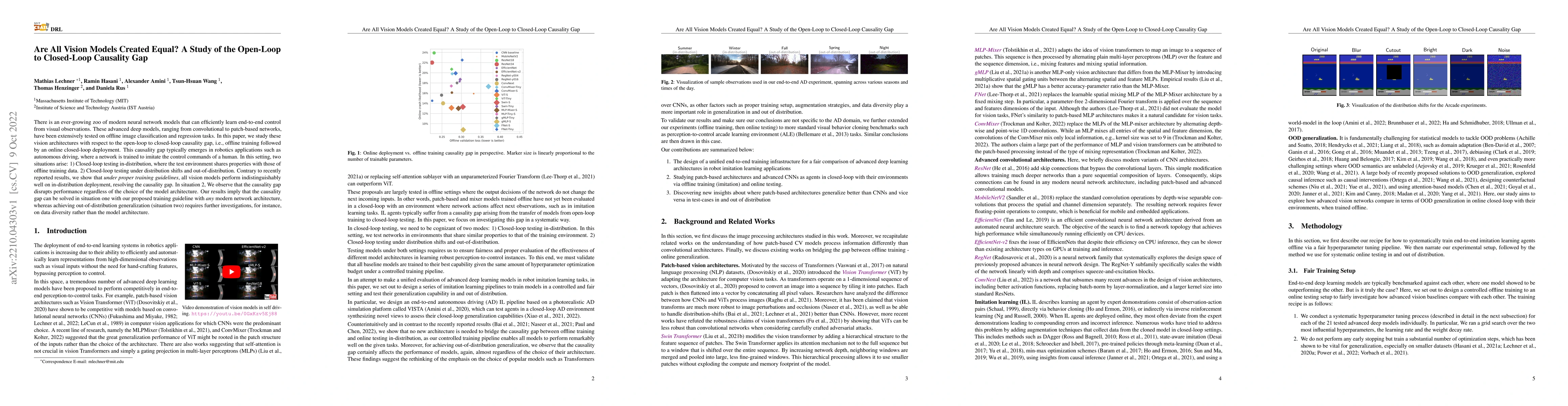 Thumbnail for Are All Vision Models Created Equal? A Study of the Open-Loop to
  Closed-Loop Causality Gap