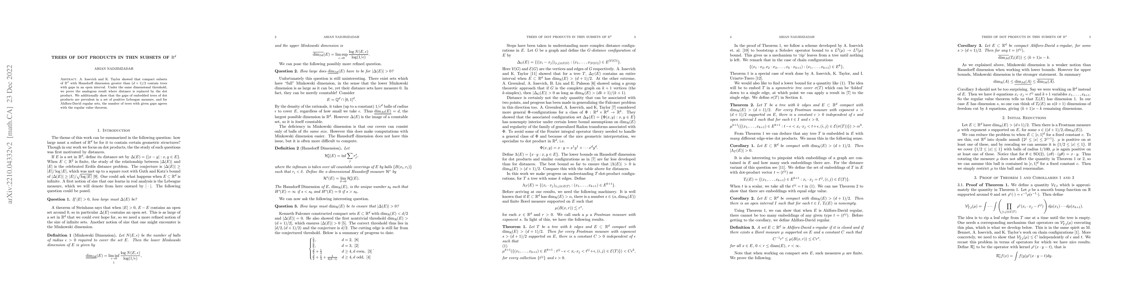 Thumbnail for Trees of Dot Products in Thin Subsets of $\mathbb R^d$
