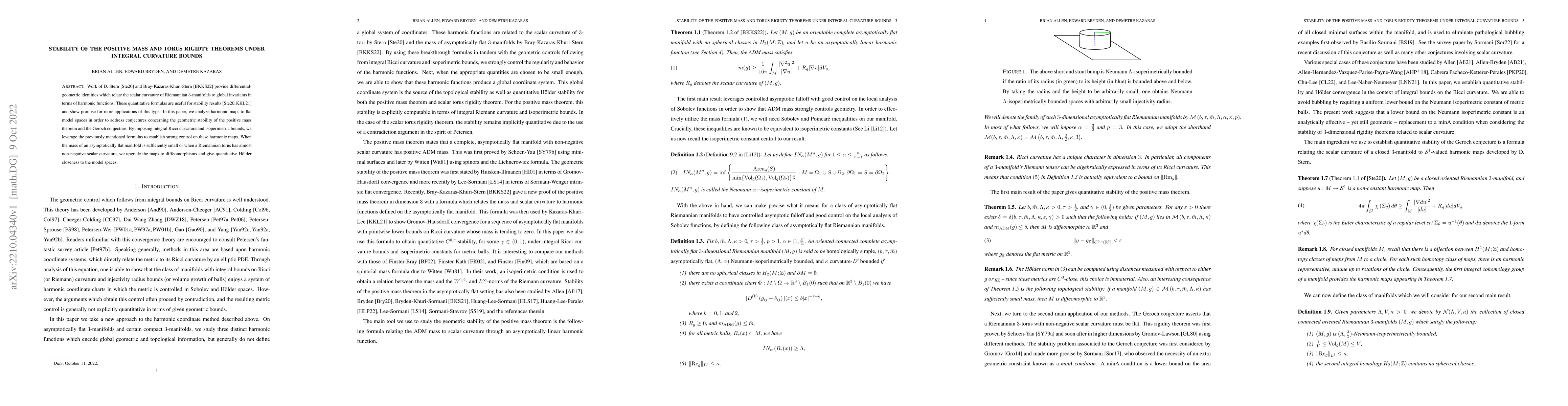 Thumbnail for Stability of the positive mass theorem and torus rigidity theorems under
  integral curvature bounds