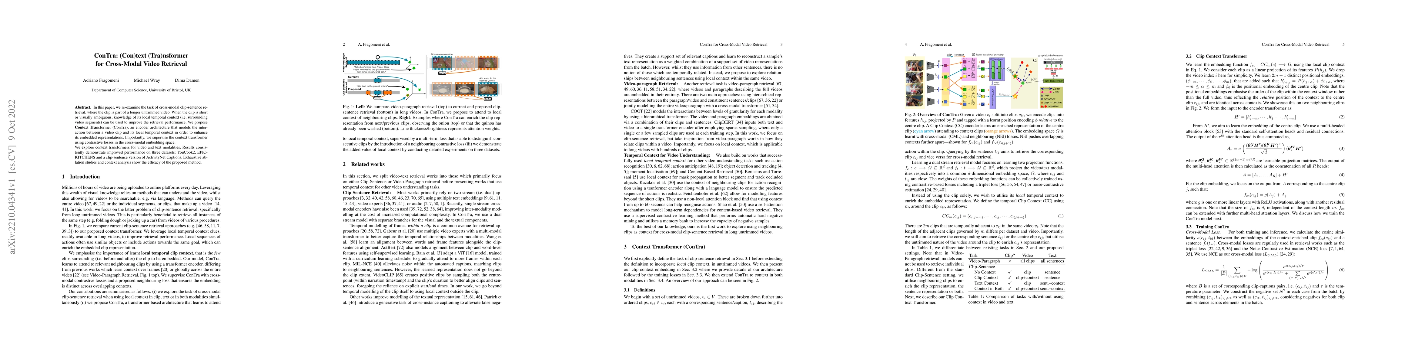 Thumbnail for ConTra: (Con)text (Tra)nsformer for Cross-Modal Video Retrieval