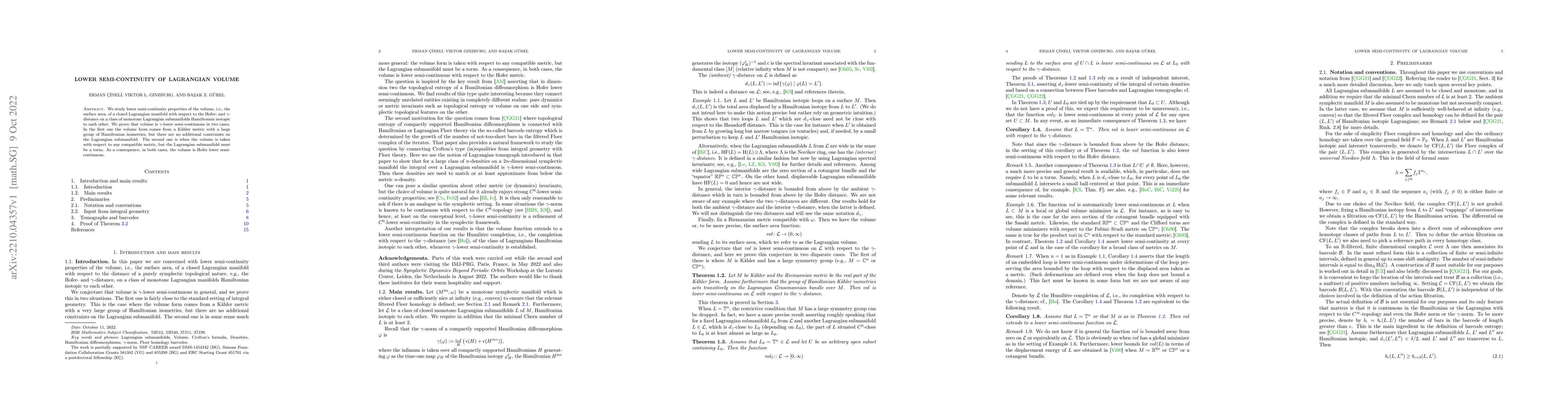 Thumbnail for Lower semi-continuity of Lagrangian volume