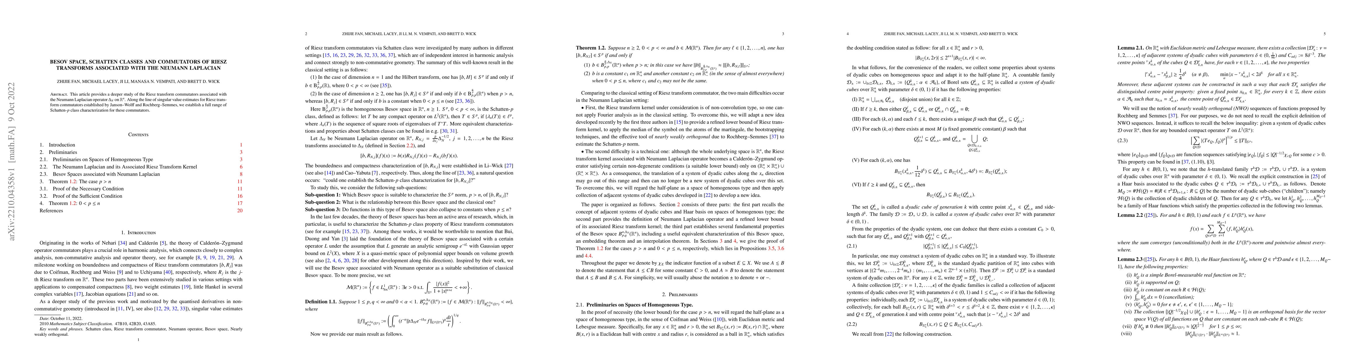 Thumbnail for Besov Space, Schatten Classes And Commutators Of Riesz Transforms
  Associated With The Neumann Laplacian