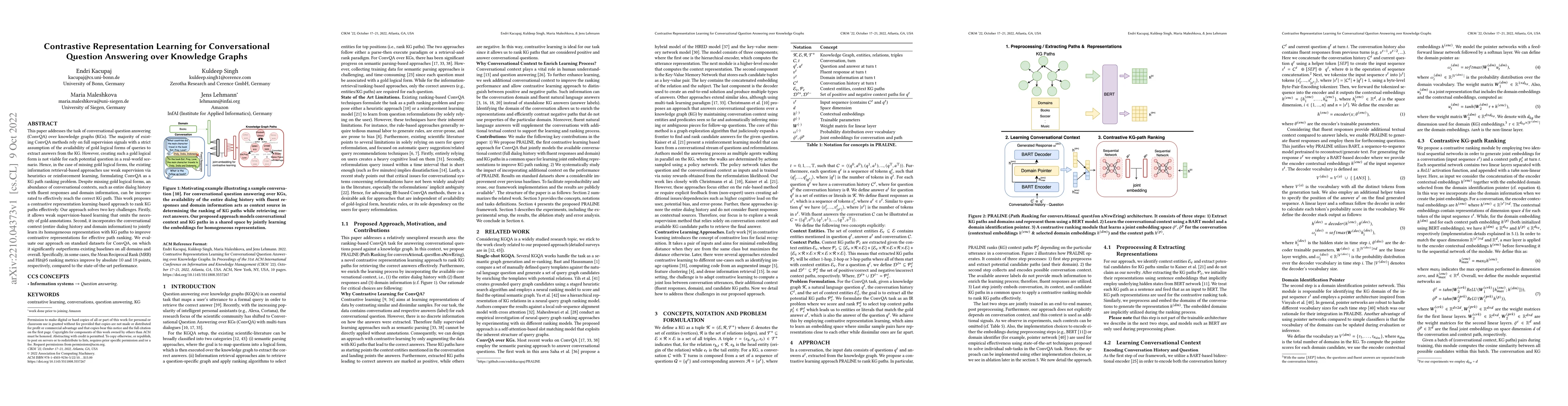 Thumbnail for Contrastive Representation Learning for Conversational Question
  Answering over Knowledge Graphs