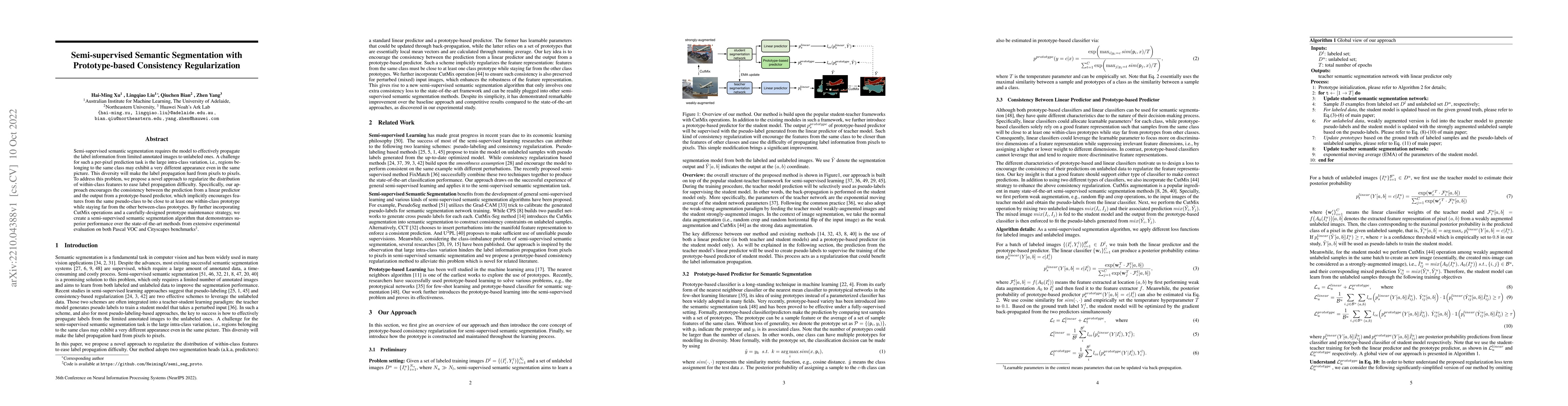 Thumbnail for Semi-supervised Semantic Segmentation with Prototype-based Consistency
  Regularization