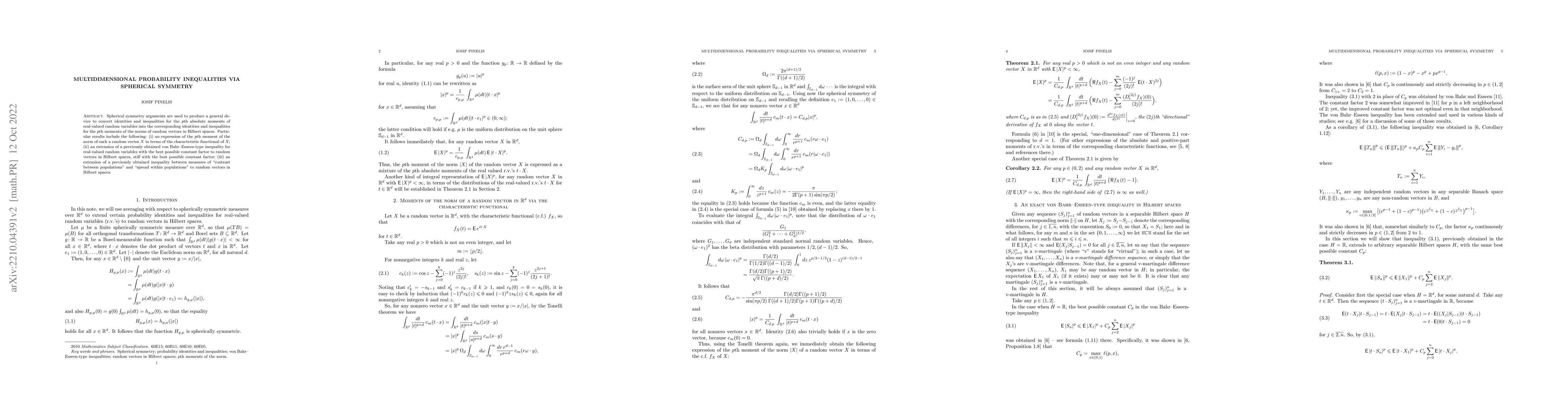 Thumbnail for Multidimensional probability inequalities via spherical symmetry