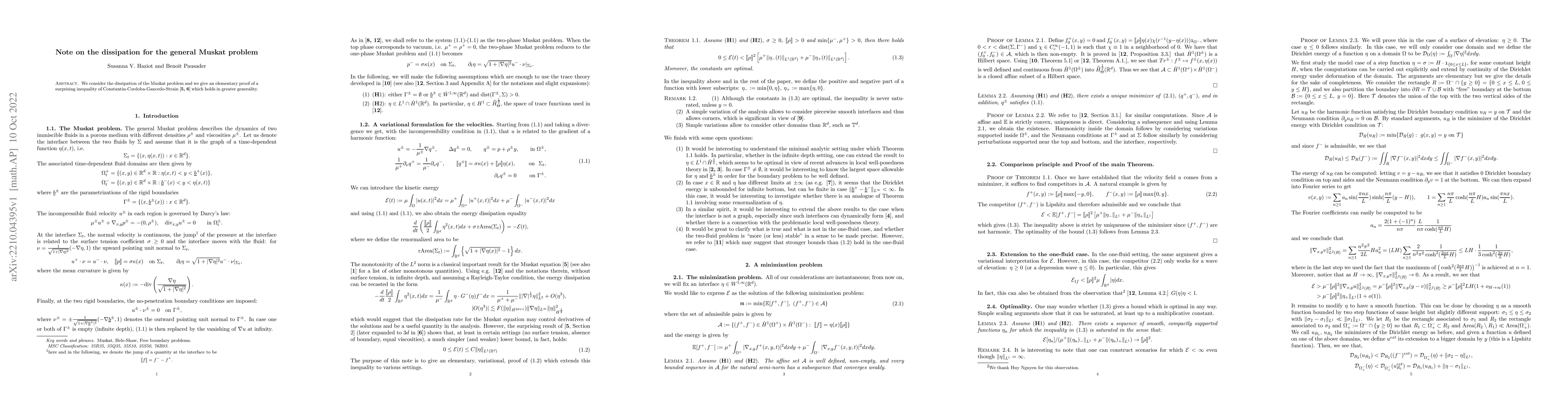Thumbnail for Note on the dissipation for the general Muskat problem