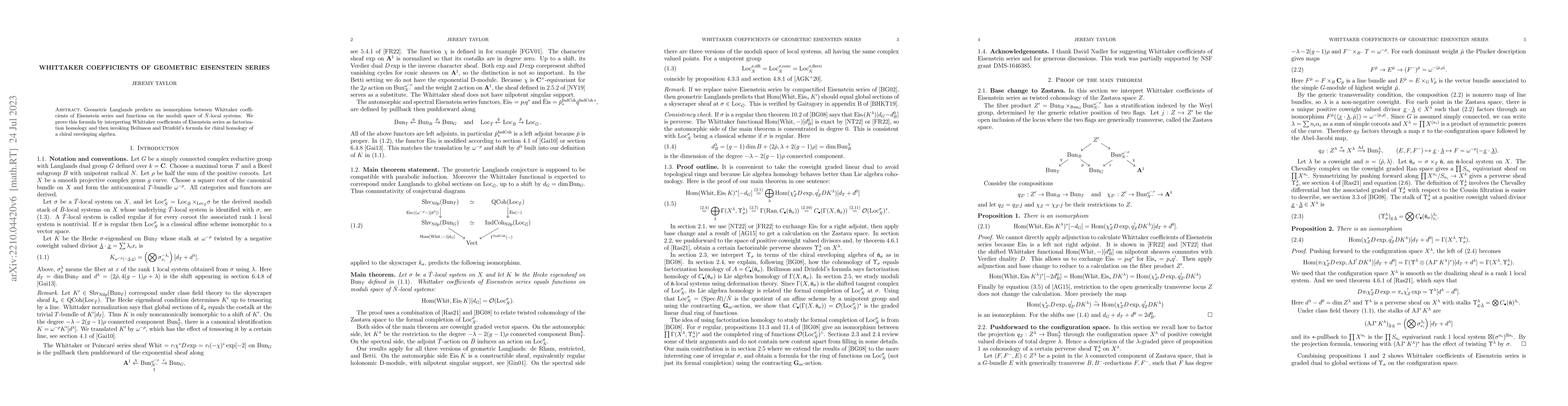 Thumbnail for Whittaker coefficients of geometric Eisenstein series